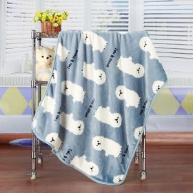 Flannel Coral Fleece Blanket Printed Air Conditioning Blanket Pet (Option: Small Bichon Blue-100x75cm)