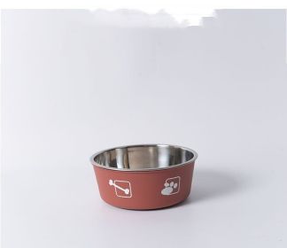 Stainless Steel Rice Bowl Dog Basin (Option: Cinnabar Red-M)